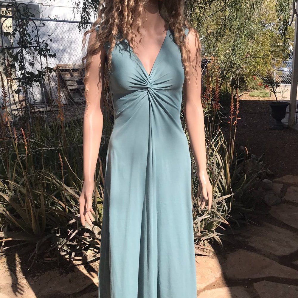 Patagonia Bahdha Midi Dress Twist Front Sleeveless Light Turquoise